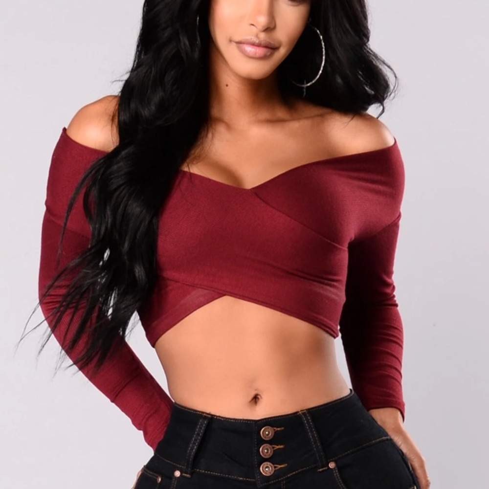 Fashion Nova Off shoulder cross crop top NWT